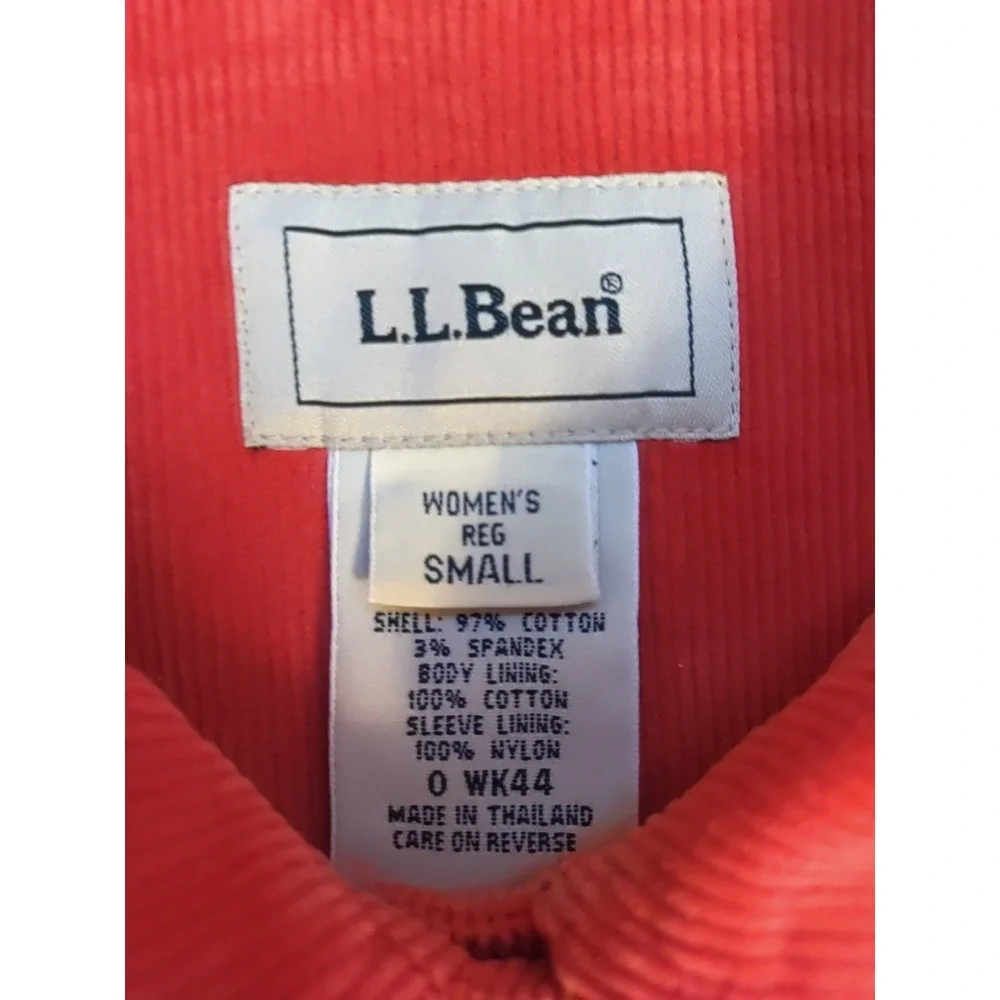 L.L Bean women Orange Corderoy Floral Liner Long sleeve Classic Jacket Size S‎